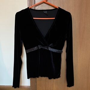 Elegant Black Velvet Wrap Top
